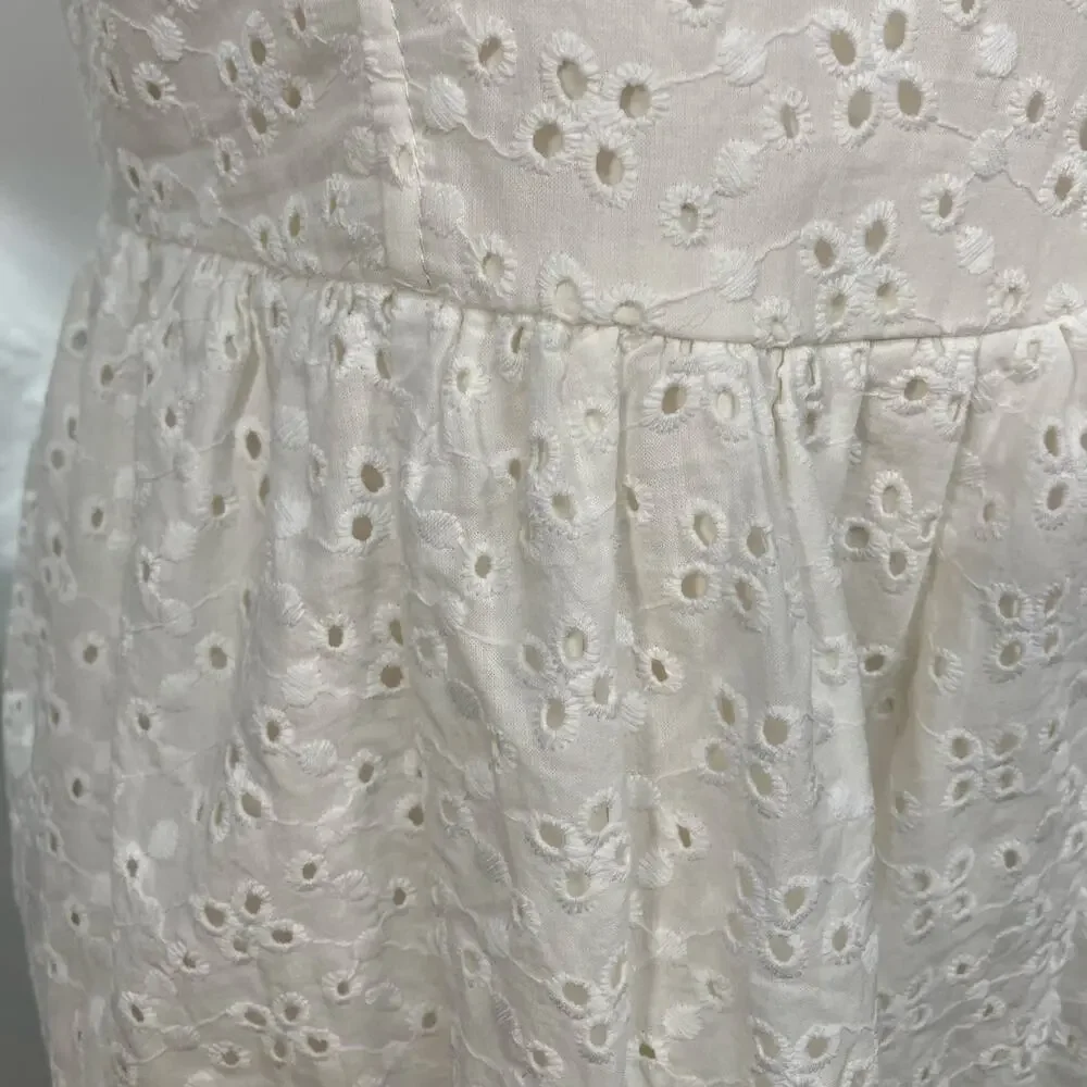 Selfie Juniors White Eyelet Dress Large Cotton Sleeveless Cute Summer Graduation